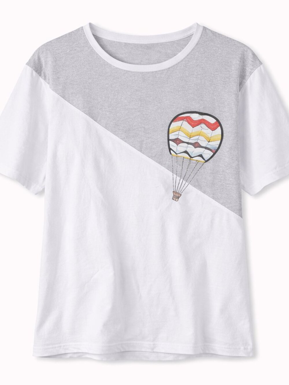 Vintage Hot-Air Balloons Embroidered Tee from Lana Lee, Size Small